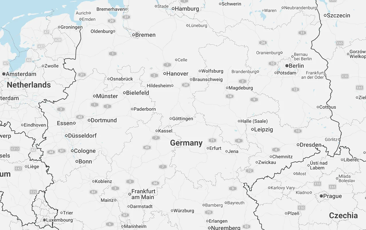 Karte mit den Standorten von Viviania in Deutschland